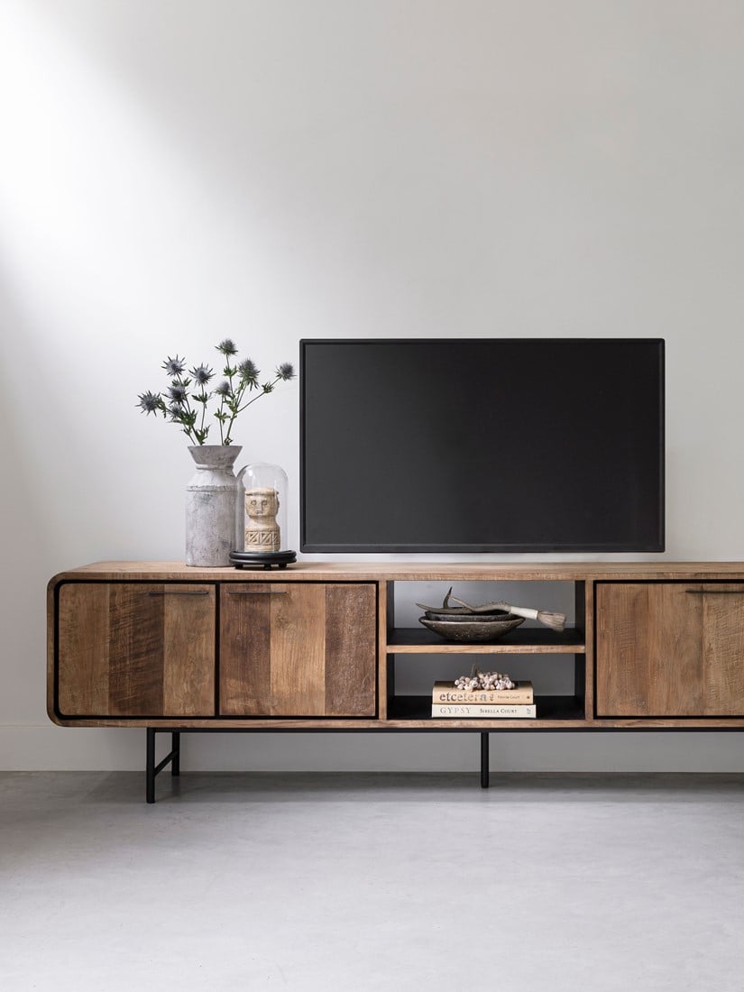 TV Möbel Evo 225 cm recyceltes Teakholz Lowboard