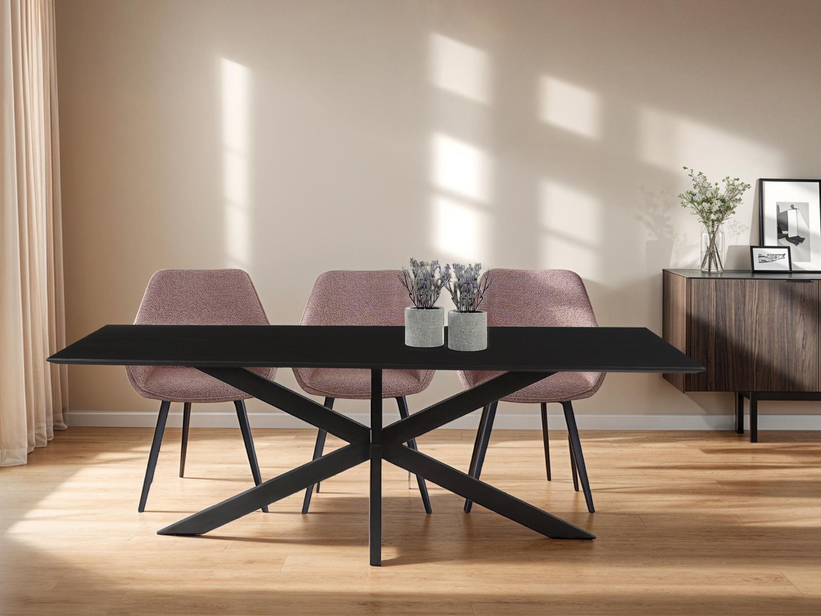 Esstisch Spider 220 x 100 cm Akazienholz Metall schwarz