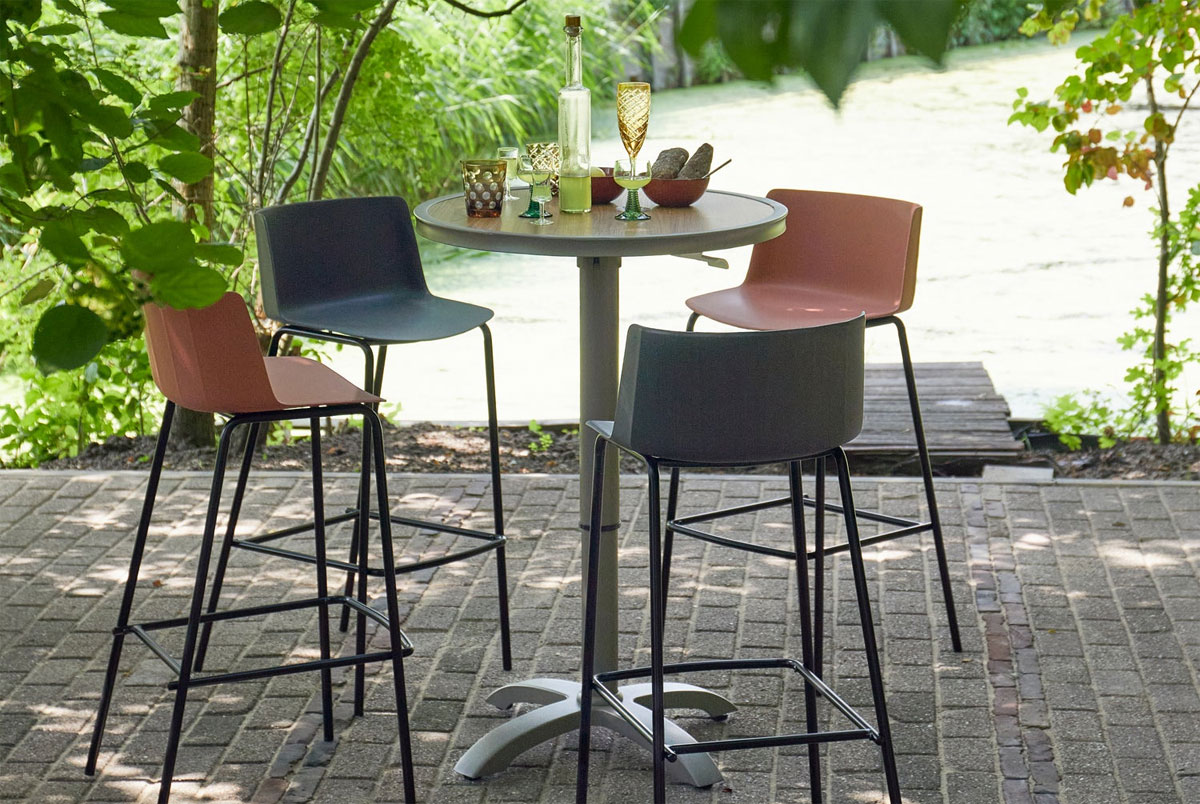 woood Gartentisch JEPPE Ø 70 cm höhenverstellbar Aluminium braun grau