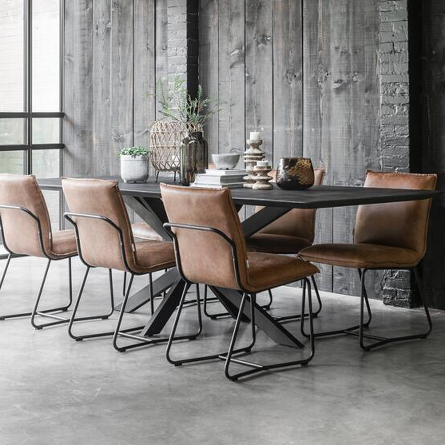 DTP HOME Esstisch Curves schwarz 210 x 100 cm Teakholz Metall