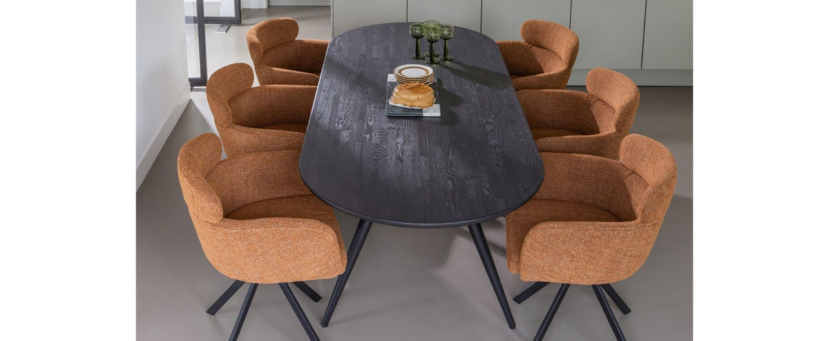 woood Esstisch Tablo 220 x 90 cm oval Eiche Massivholz mystic braun