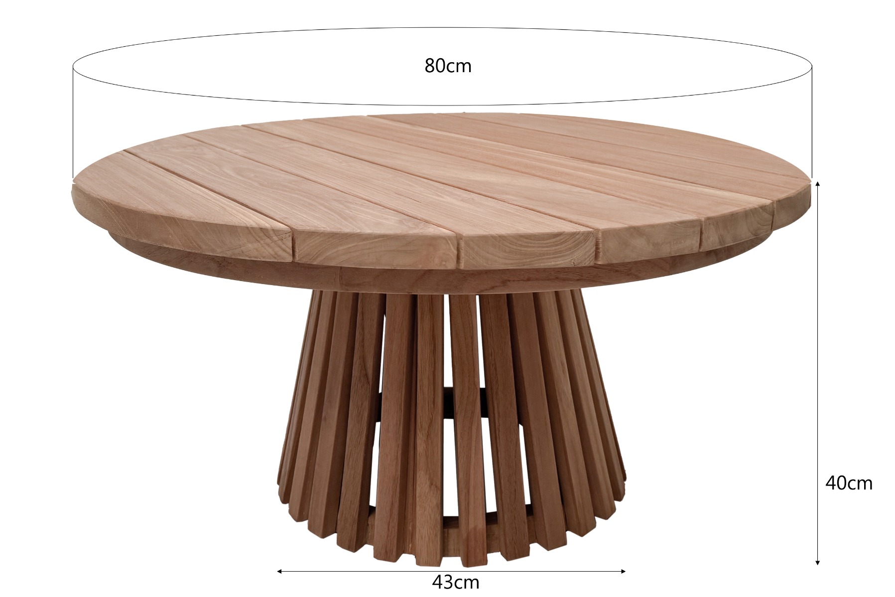 Garten Couchtisch Cindo Ø 80 cm Teakholz natur  