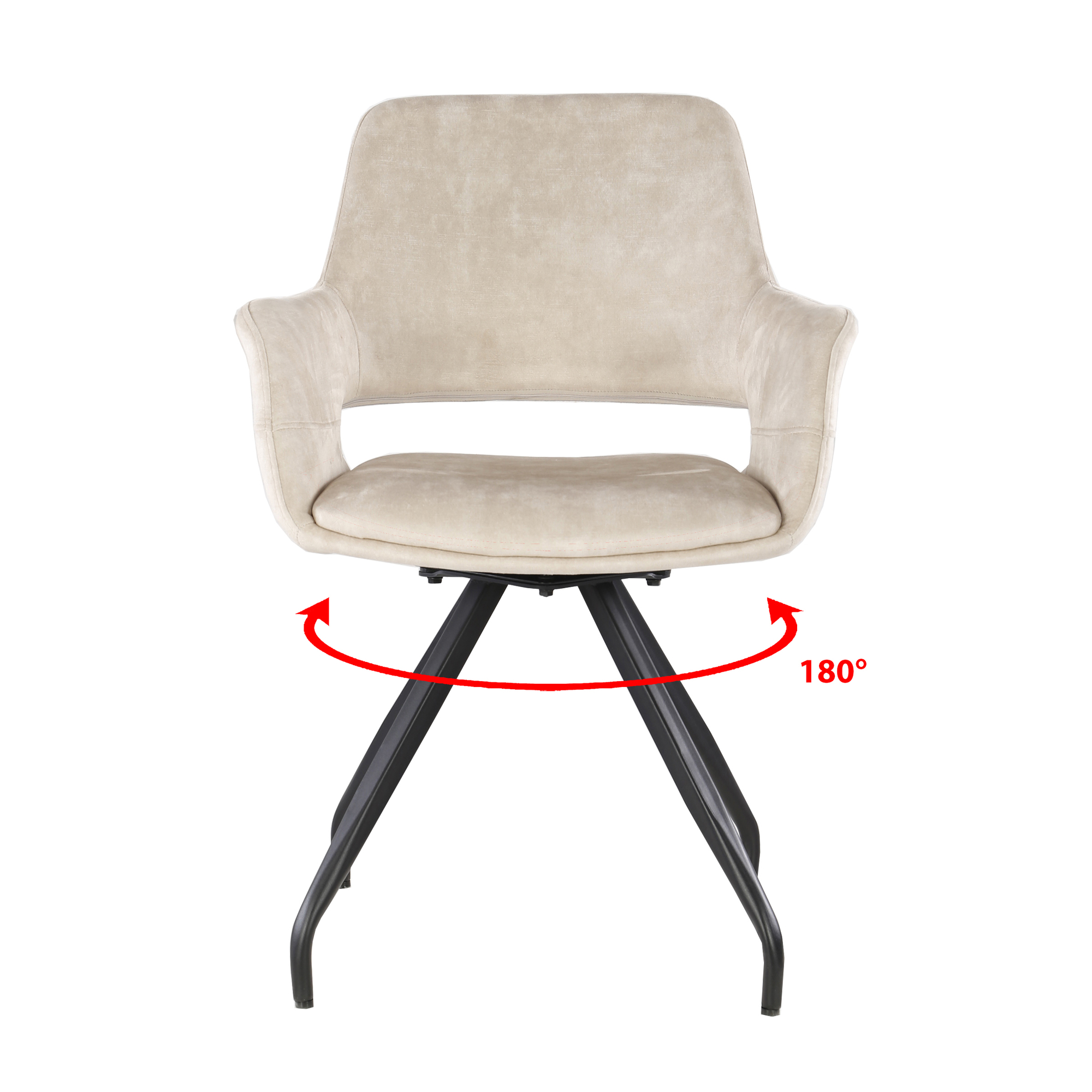 Esszimmerstuhl Capp Drehstuhl Stuhl mit Armlehnen Stoff Samt Beige