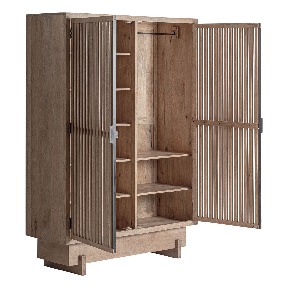 Highboard GÀBIA H 195 cm Mangoholz hellbraun Kleiderschrank