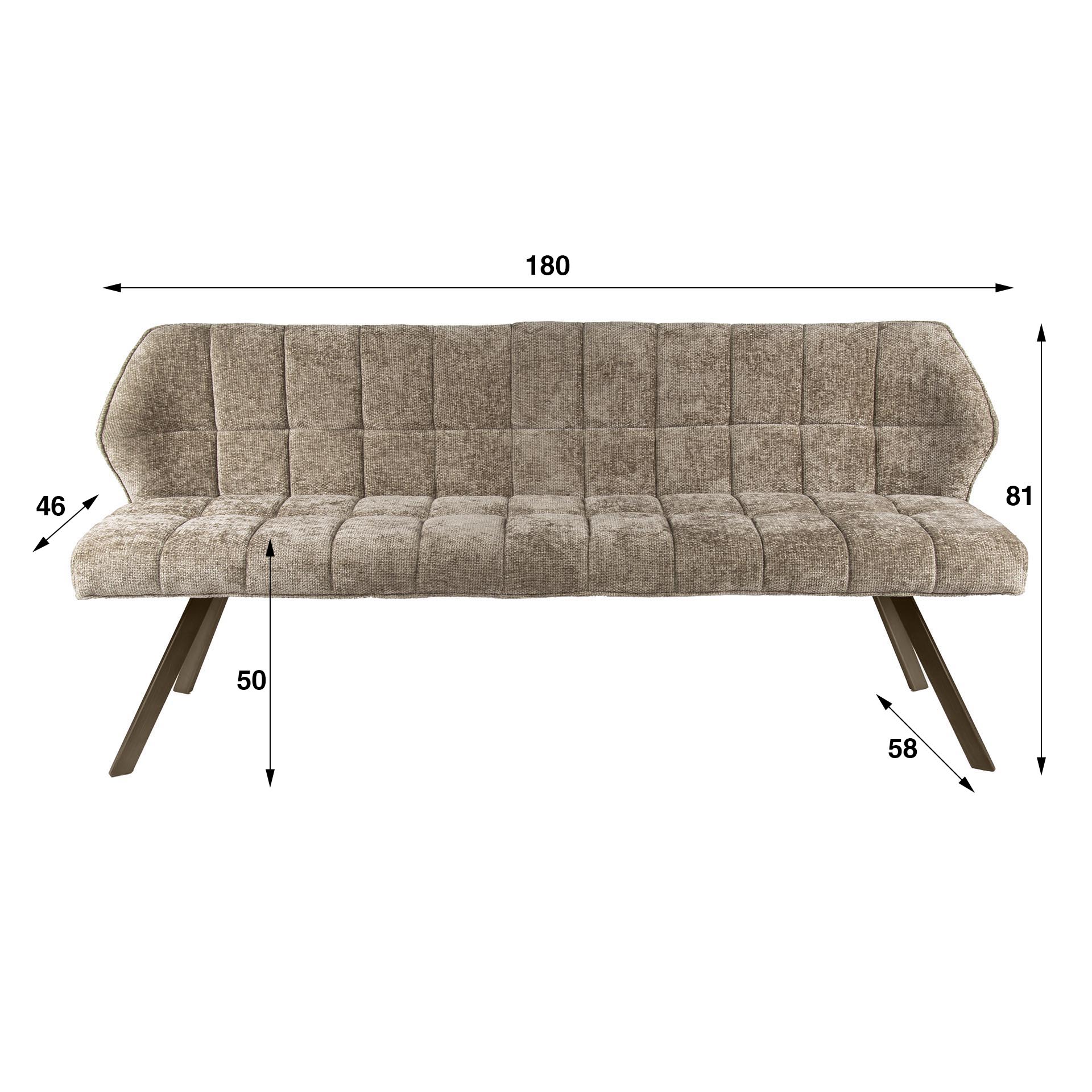 Esszimmerbank Fino weiches Chenille champagner Beine braun