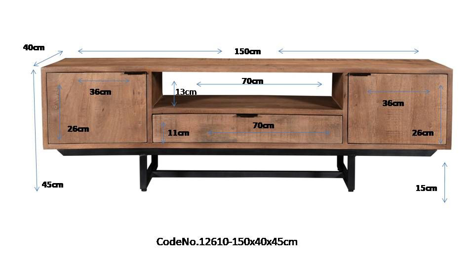 Industrii Vintage Lowboard TV Möbel Valdez B 150 cm Mango Holz