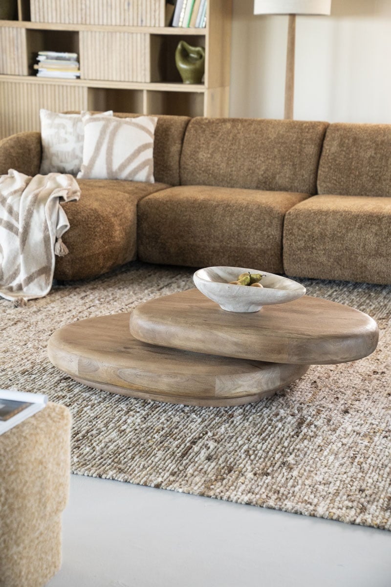 Couchtisch Kabo 100 x 80 cm drehbar Mango Massivholz hellbraun