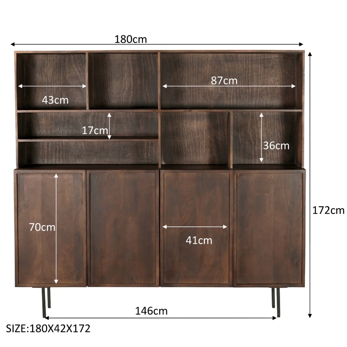 Anrichte Schrank Elan 180 cm Mangoholz braun