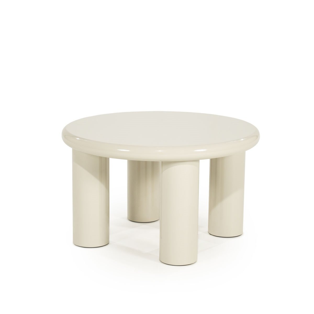 Beistelltisch Bloop Ø 60 cm MDF High Gloss beige Couchtisch