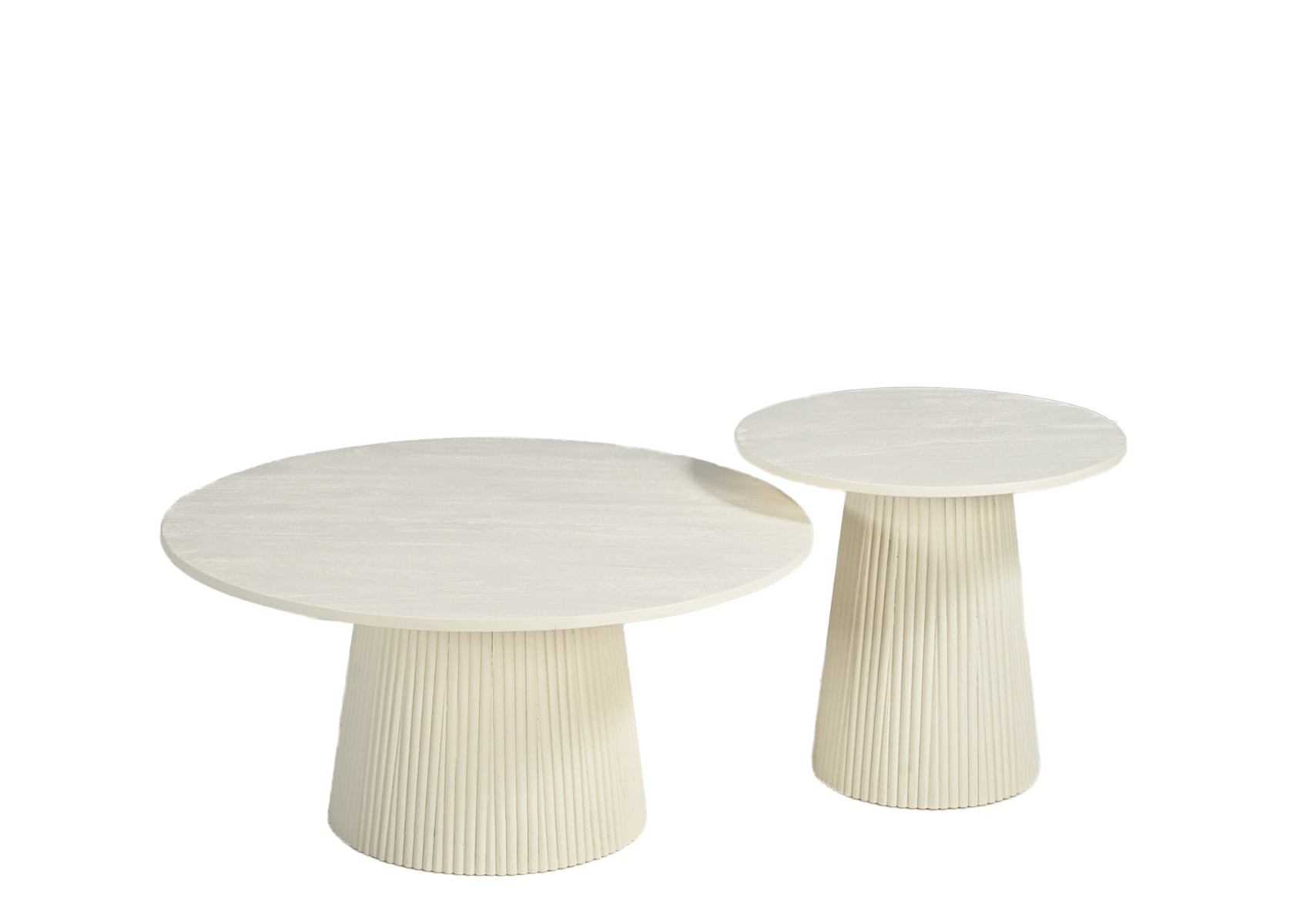 Couchtisch Patrice Ø 80 cm Mangoholz cremeweiß Sofatisch