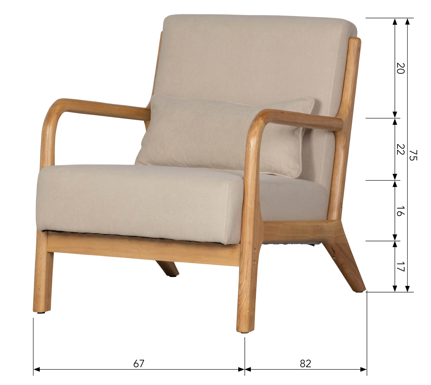 woood Lounge Sessel Mark Webstoff naturel