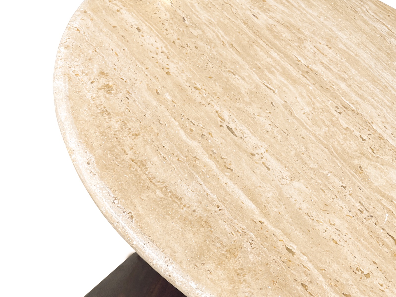 Couchtisch Valentino rund Ø  75 cm mit Travertin Tischplatte natur Mangoholz