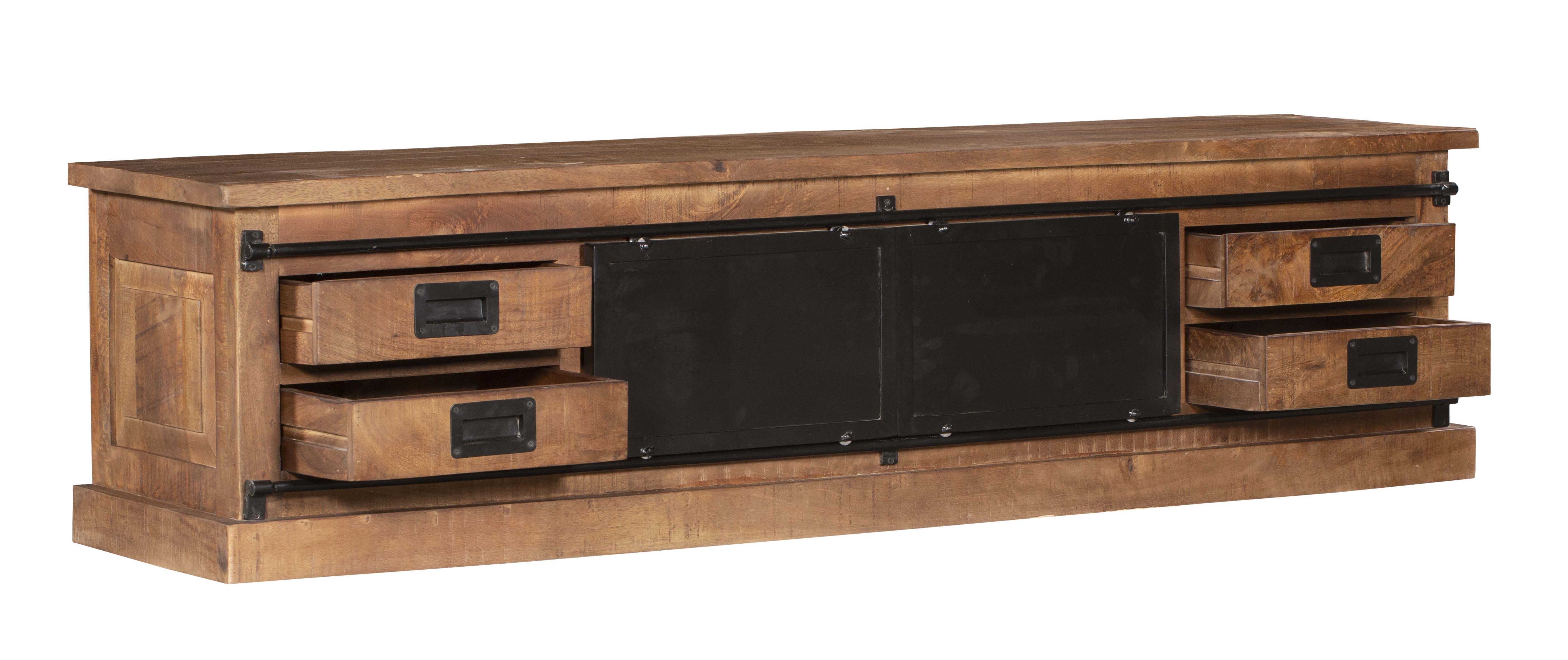 TV Möbel Tamar 200 cm Mango Massivholz Metall Lowboard