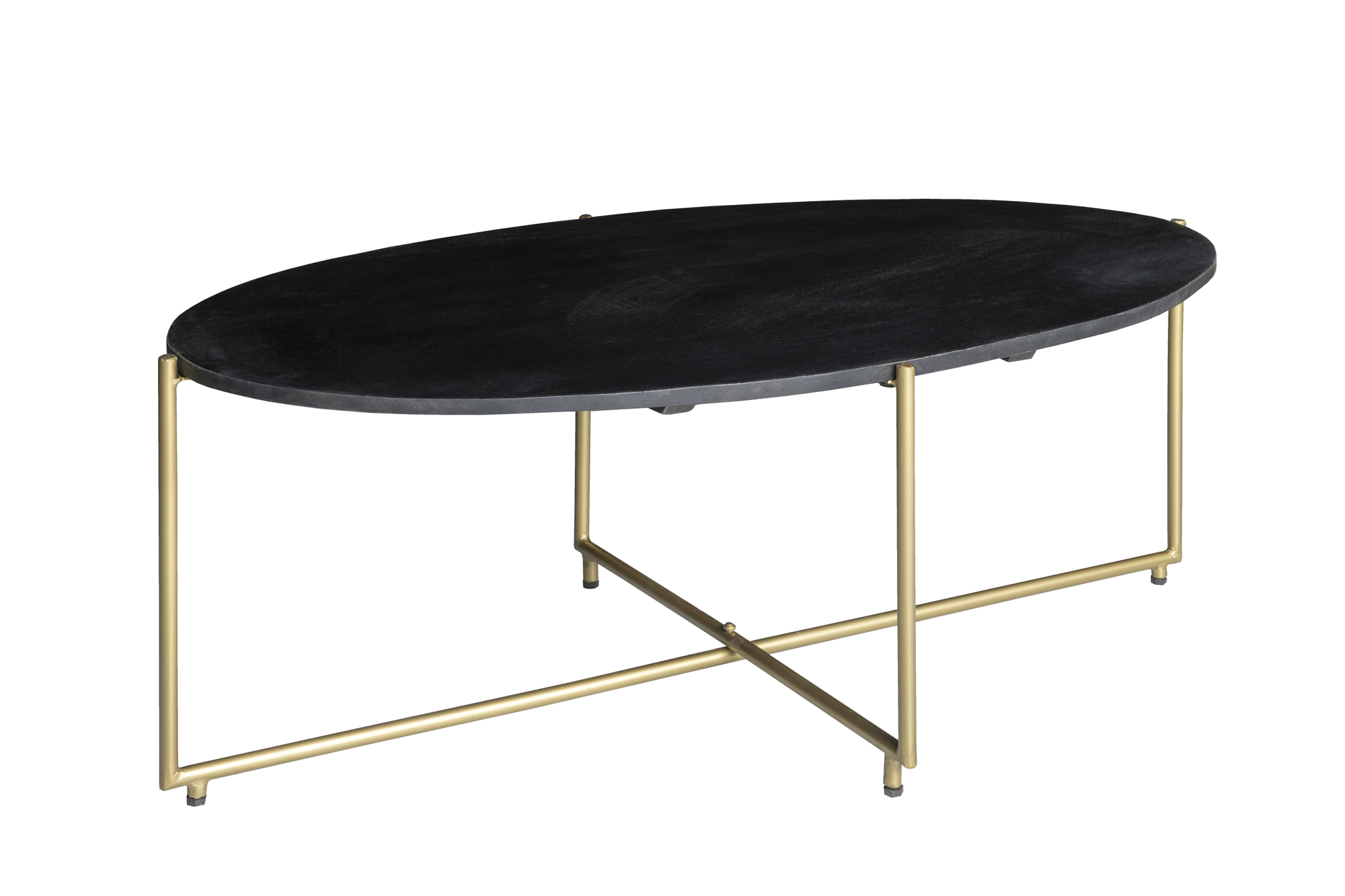 Couchtisch Anthony oval 110 x 40 cm Mangholz schwarz gold