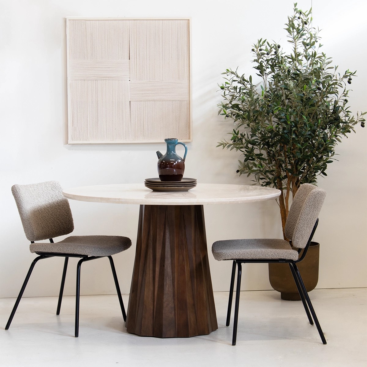 Esstisch rund mit Marmoplatte in beige Ø 120 cm