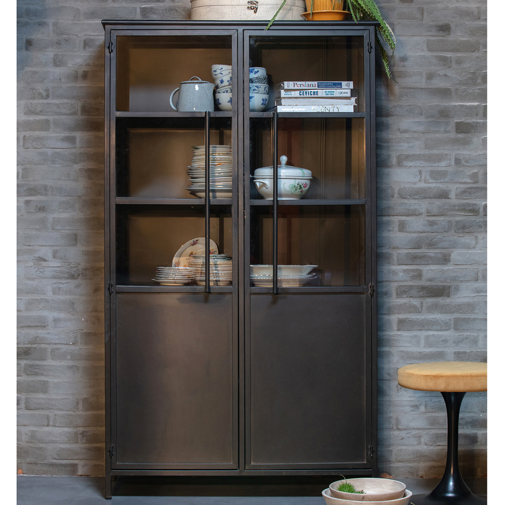 Industrie Vitrine Exhibit H 170 cm Metall schwarz