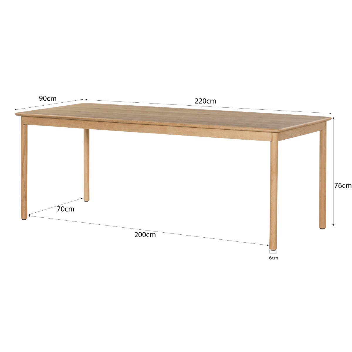 Esstisch Tobago 220 x 90 cm Eichenholzfurnier natur