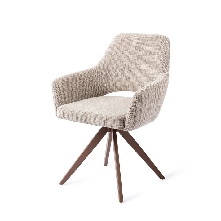 Esszimmerstuhl Yanai – Caramel Grid mit Drehgestell in Metall braun