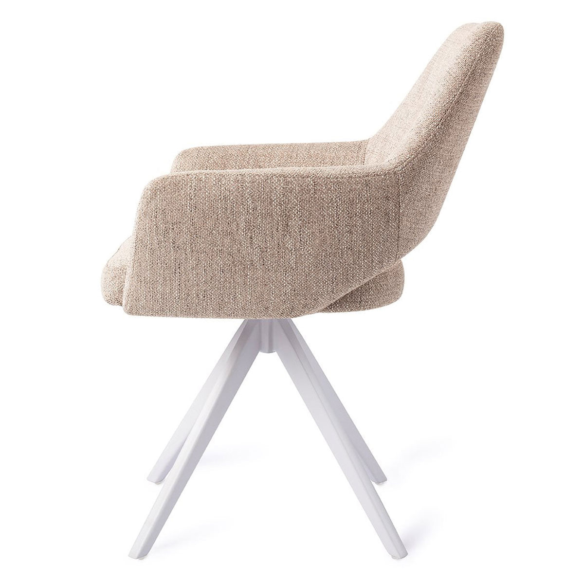 Esszimmerstuhl YANAI drehbar – Beige mit weißem Gestell