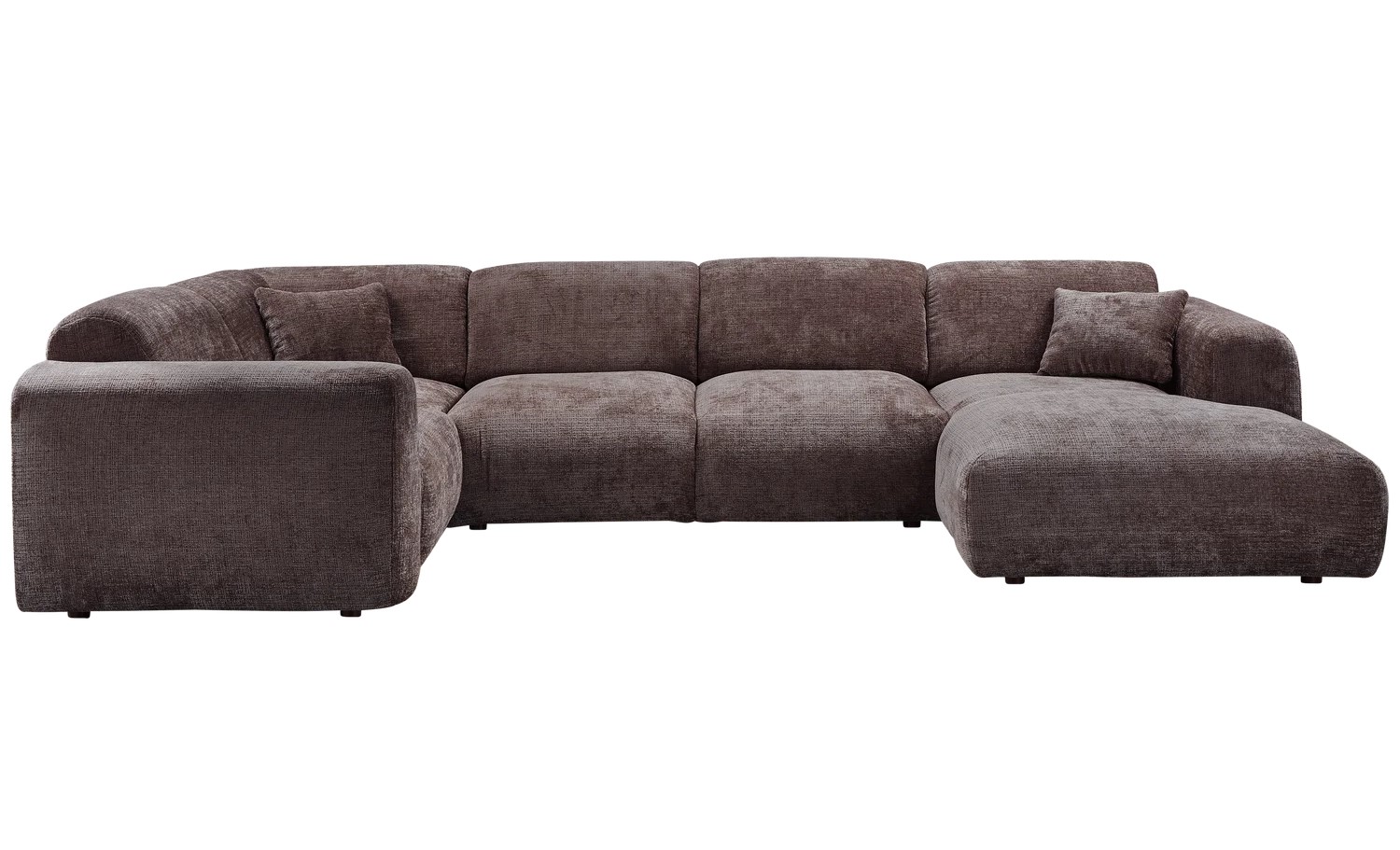 Wohnlandschaft Ecksofa links weicher Chenille Stoff braun