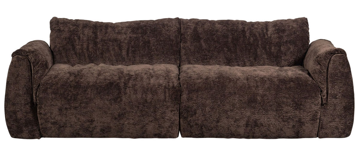 woood 2 Sitzer Sofa BAGGY 3D Chenille dunkelbraun Couch