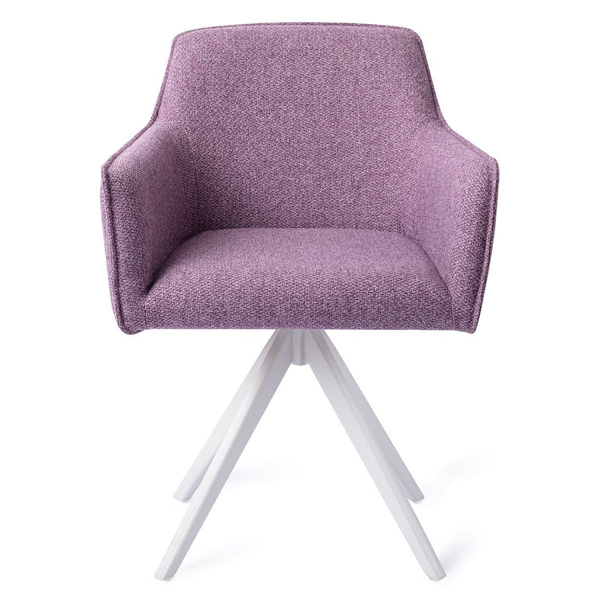 Esszimmerstuhl HOFU drehbar – Lila mit weißem Gestell