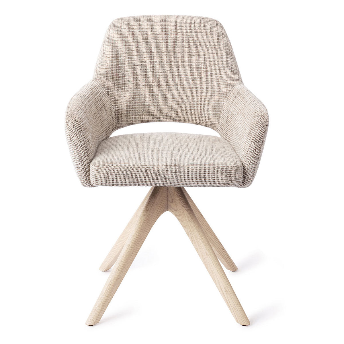 Esszimmerstuhl YANAI drehbar – Caramel mit Gestell in Eiche gebleicht 