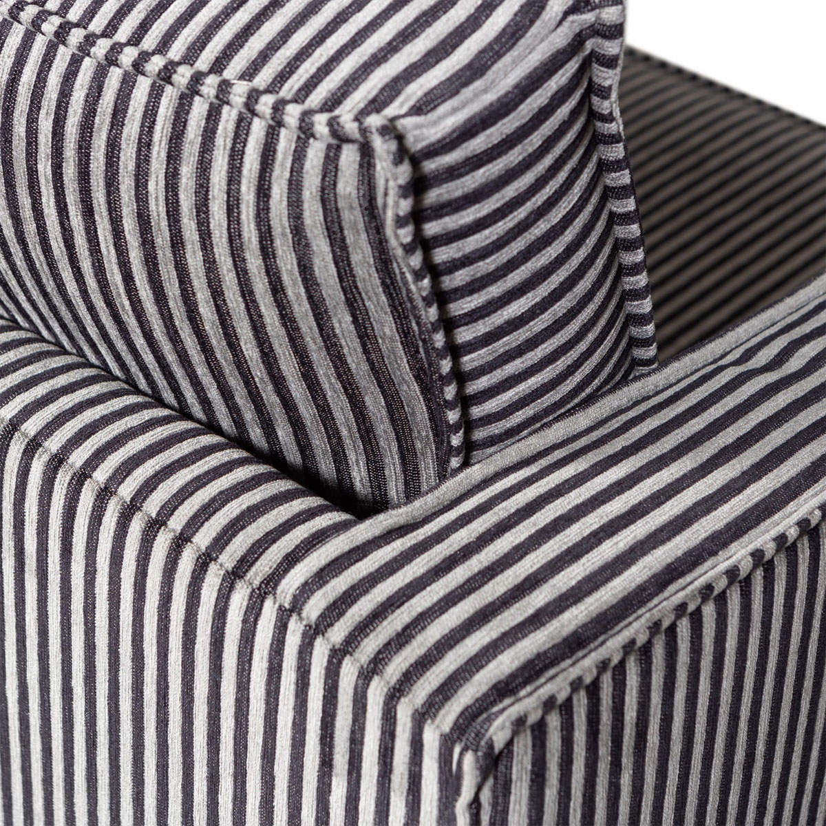 BePureHome 3 Sitzer Sofa RODEO Webstoff Streifen schwarz grau