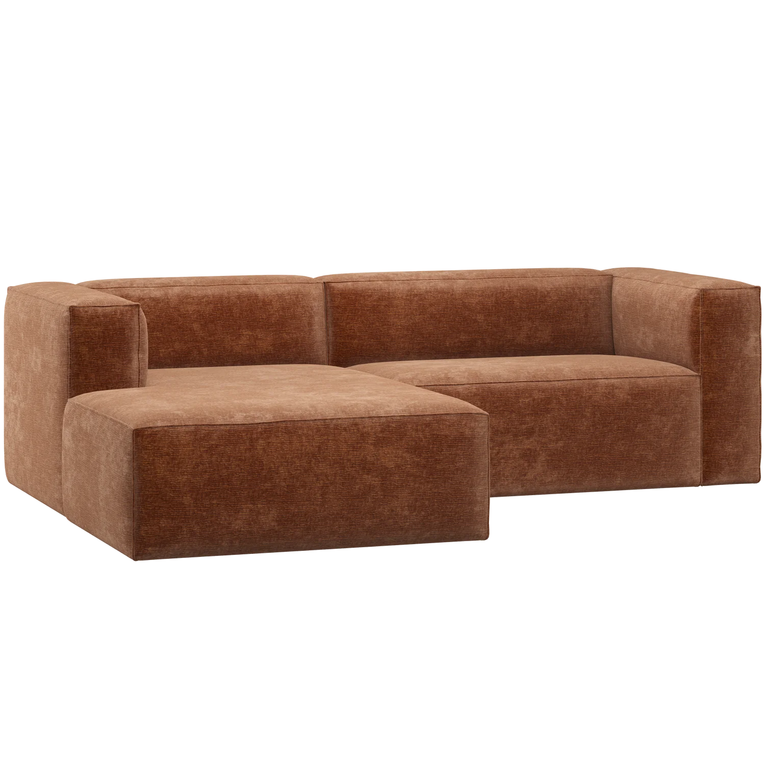 Ecksofa BEAN Chenille-Samt terra Longchair links