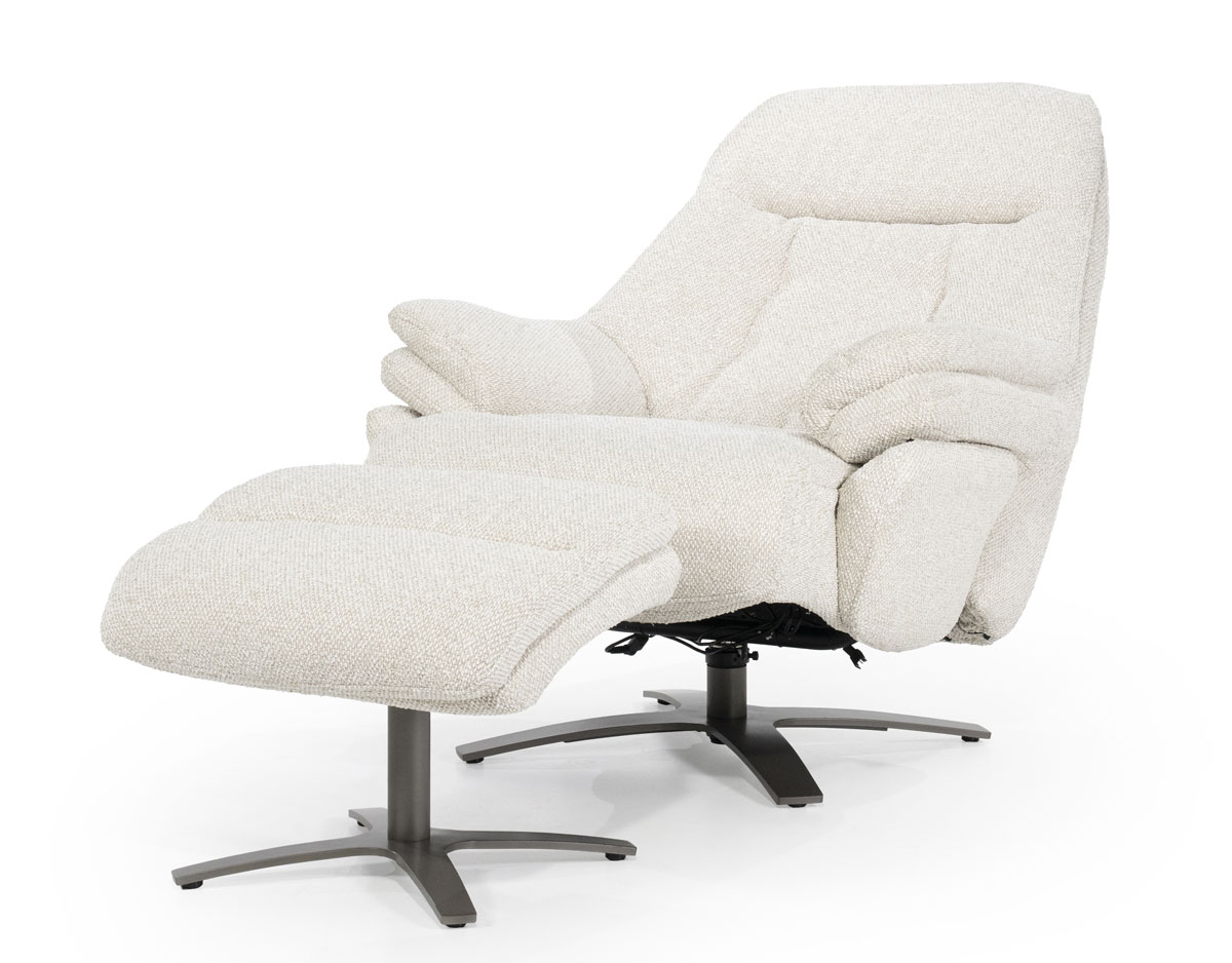 Relaxsessel Caleb elektrisch verstellb. mit Hocker Stoff beige