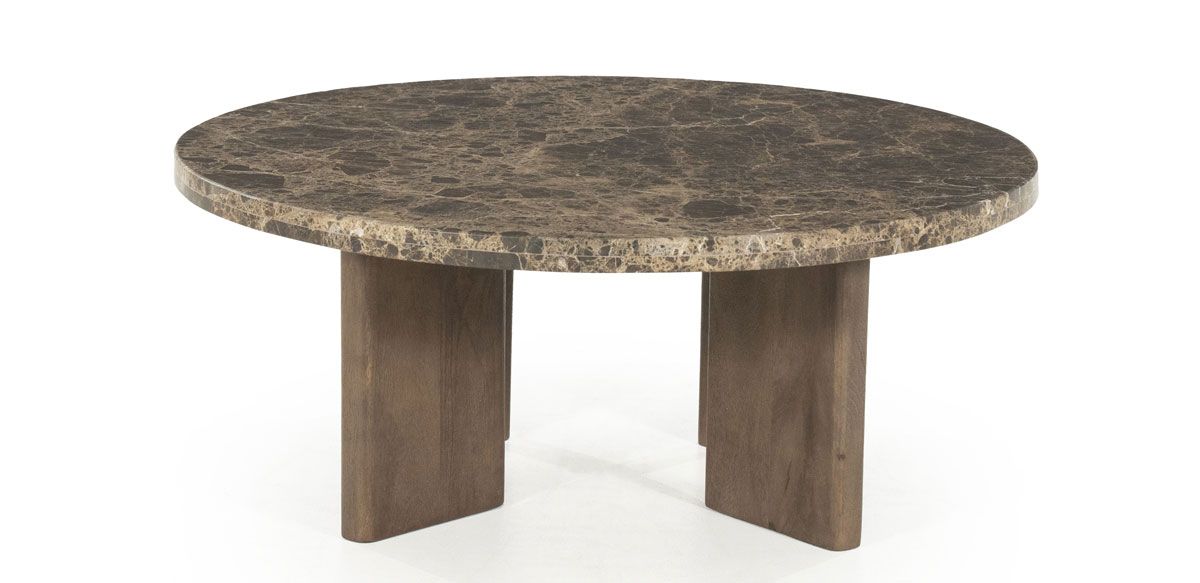Couchtisch Lando rund Ø 80 cm Mango Holz Marmor