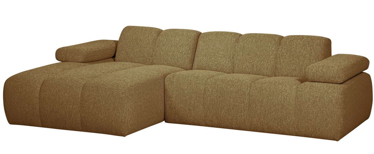 woood Chaiselongue Sofa MOJO links Bouclé gelbbraun melange