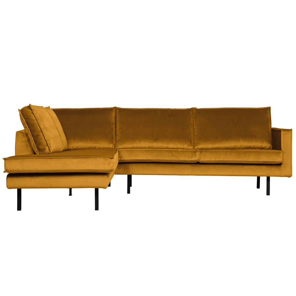 Ecksofa Rodeo Samt ocker Longchair links