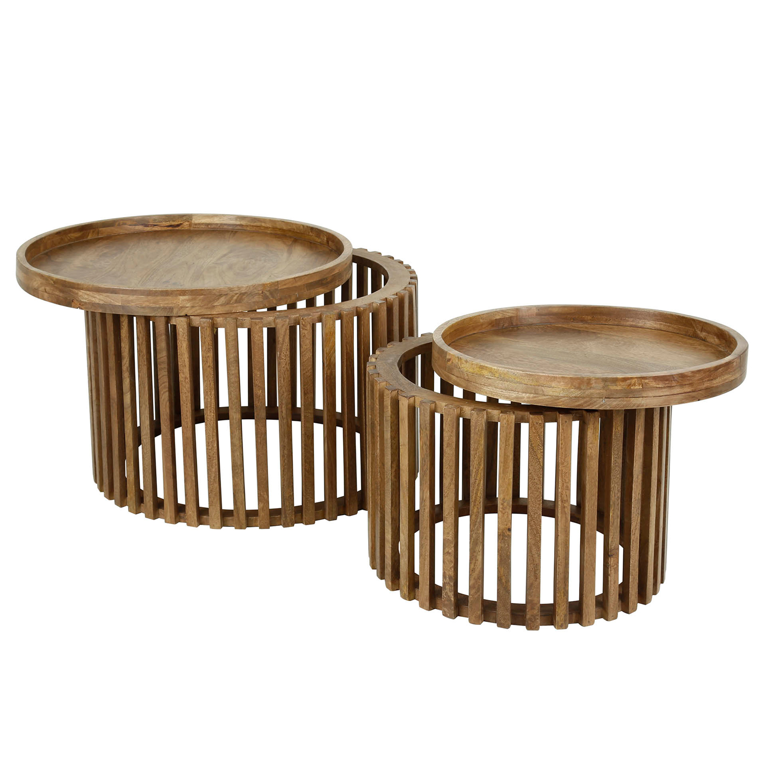 2er Set Beistelltisch rund SUMMER Mango Holz