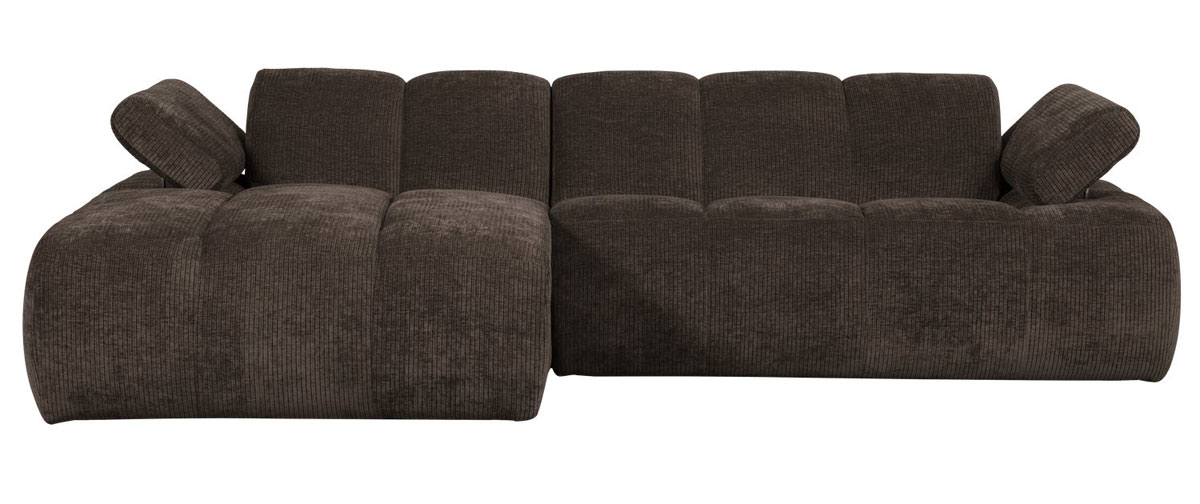 woood Chaiselongue Sofa MOJO links gerippter Stoff braun
