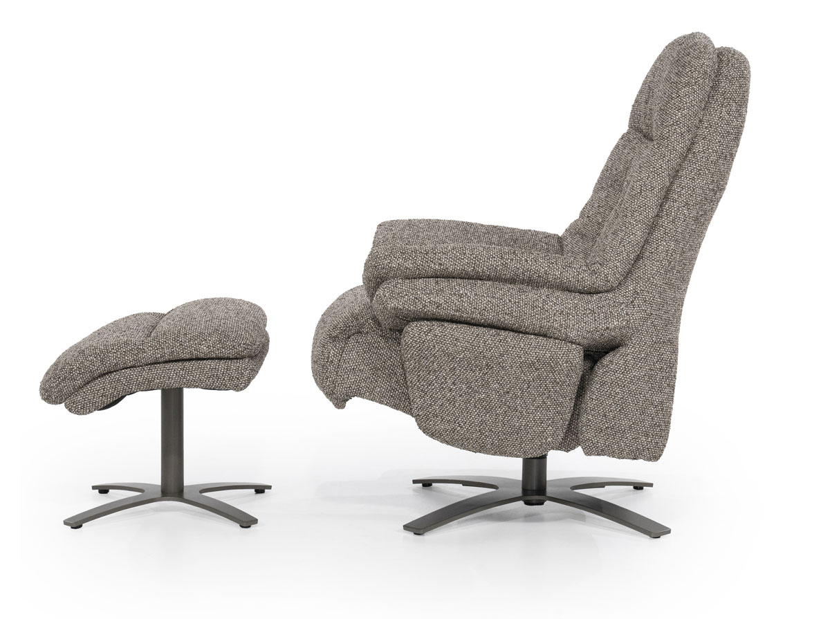 Relaxsessel Caleb elektrisch verstellb. mit Hocker Stoff taupe