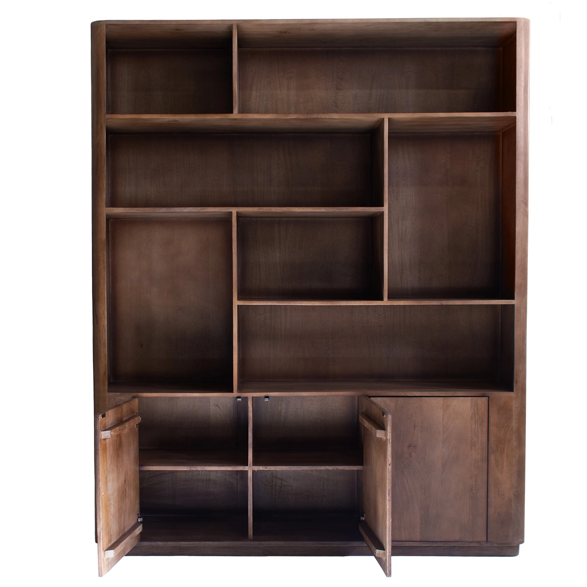 Wandschrank Regal Linn H 220 cm Mangoholz dunkelbraun Schrank