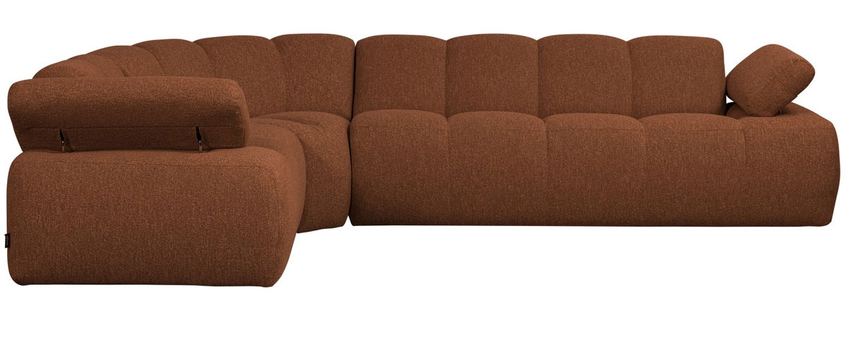 woood Ecksofa MOJO Bouclé rostbraun meliert Chaiselongue links