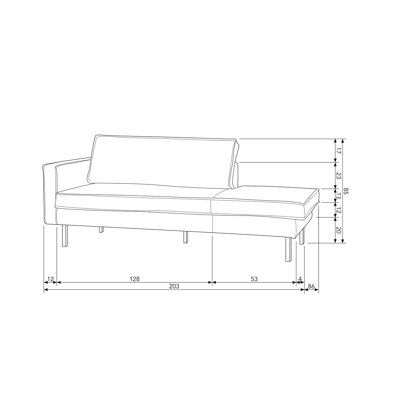 Sofa Chaiselongue RODEO Recamiere Samt kastanie links Tagesbett