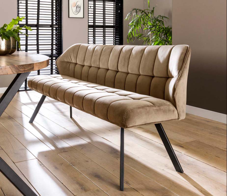 Esstischbank Bank Sitzbank FINO 180 cm Samt champagner