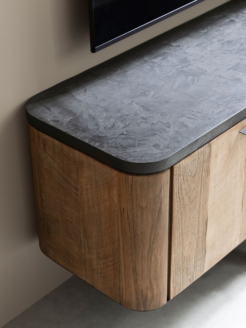 TV Möbel Soho 150 cm hängend recyceltes Teakholz Mortex Lowboard