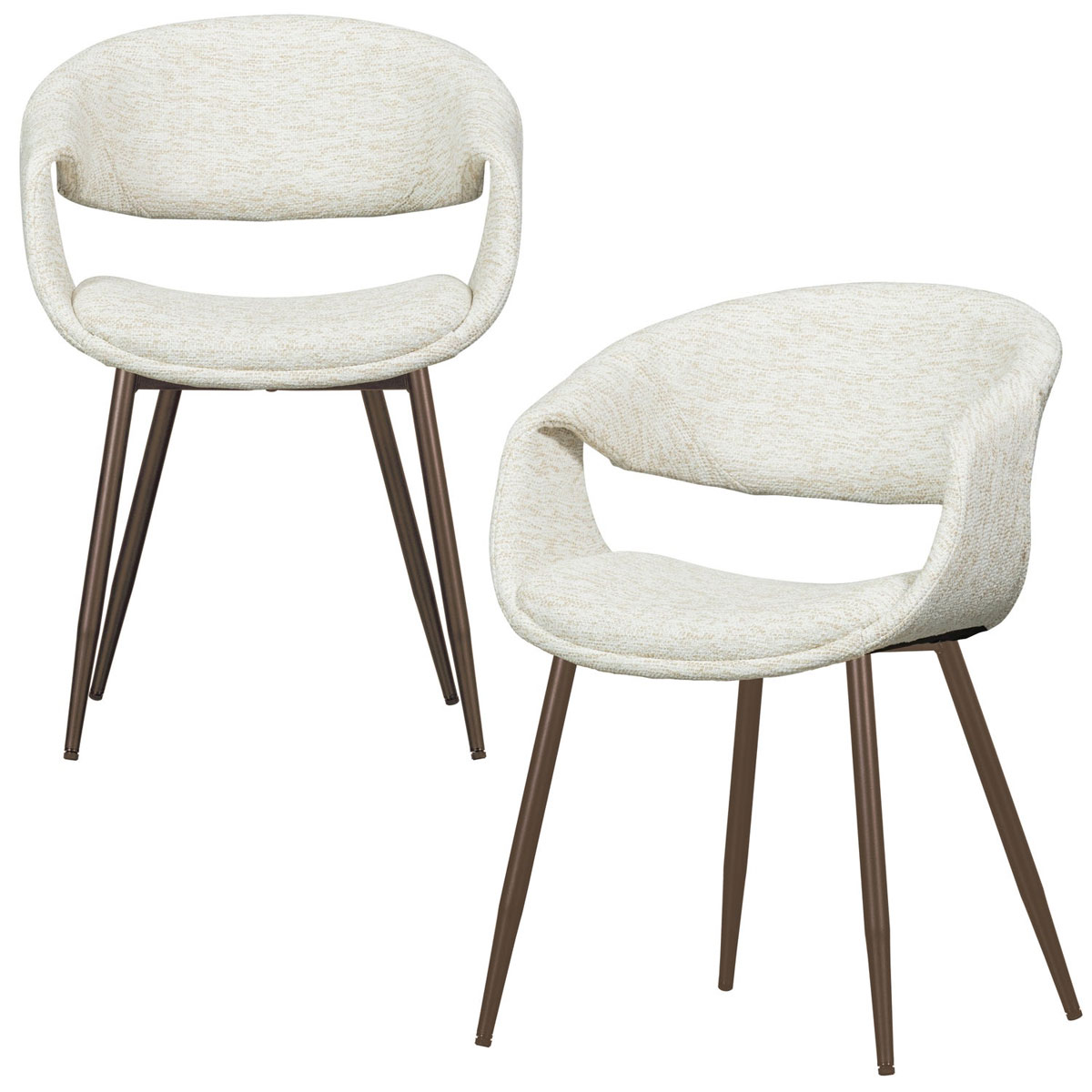 Esszimmerstuhl Stuhl YOSSI mit Armlehne Metall kupfer Webstoff natur