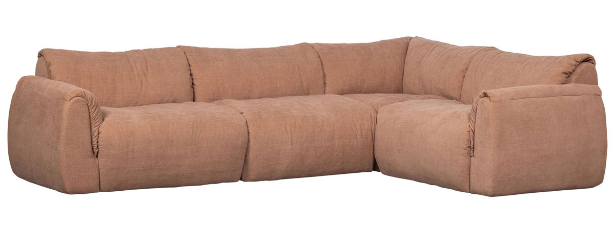 woood Ecksofa BAGGY Webstoff Chinelle altrosa Chaiselongue rechts