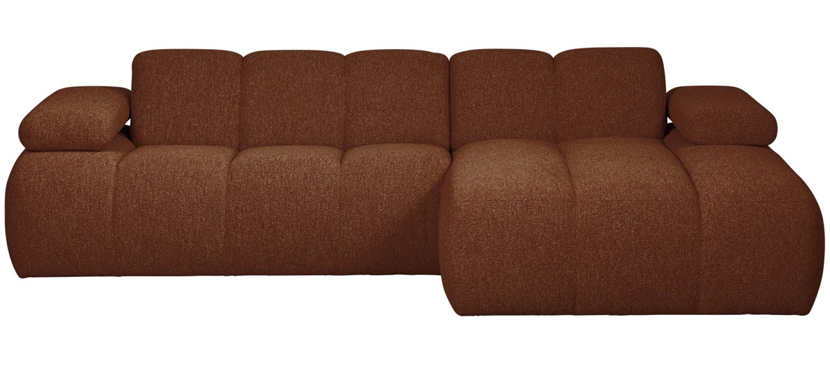 woood Chaiselongue Sofa MOJO rechts Bouclé rostbraun meliert