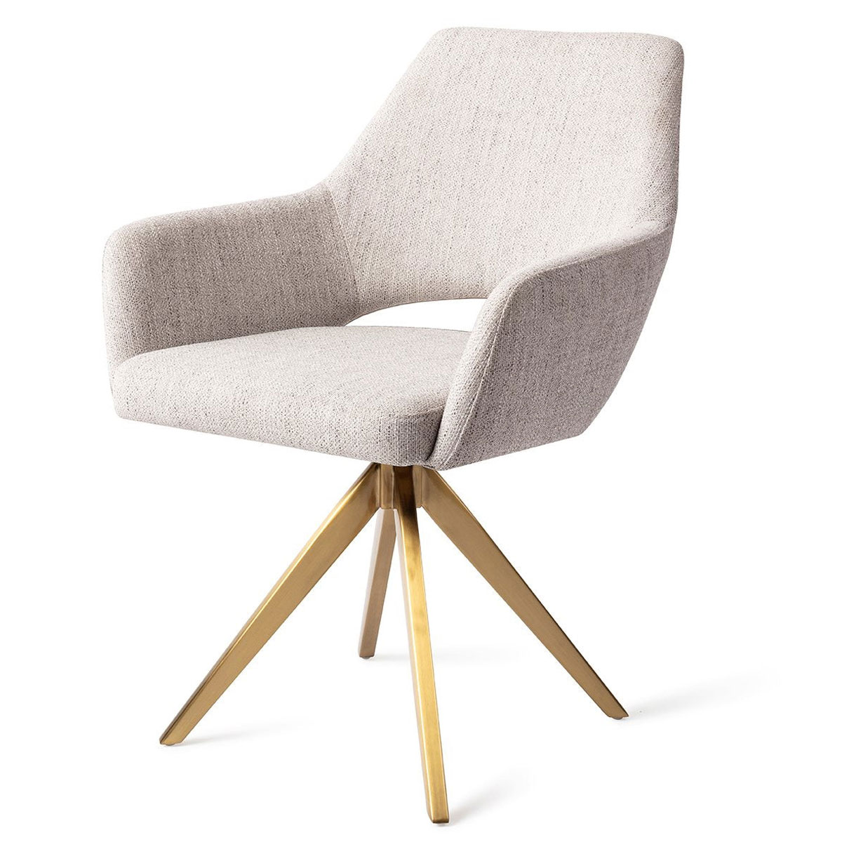 Esszimmerstuhl YANAI drehbar – Hellgrau mit goldenem Gestell