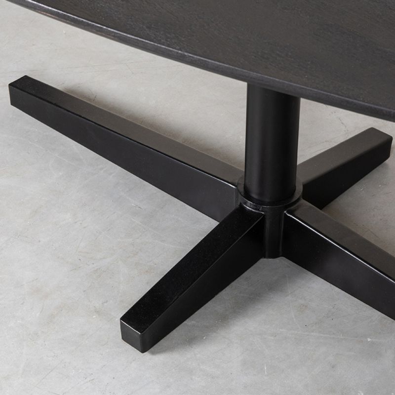 Esstisch LAROSE 260 cm Mango Holz schwarz oval organisch