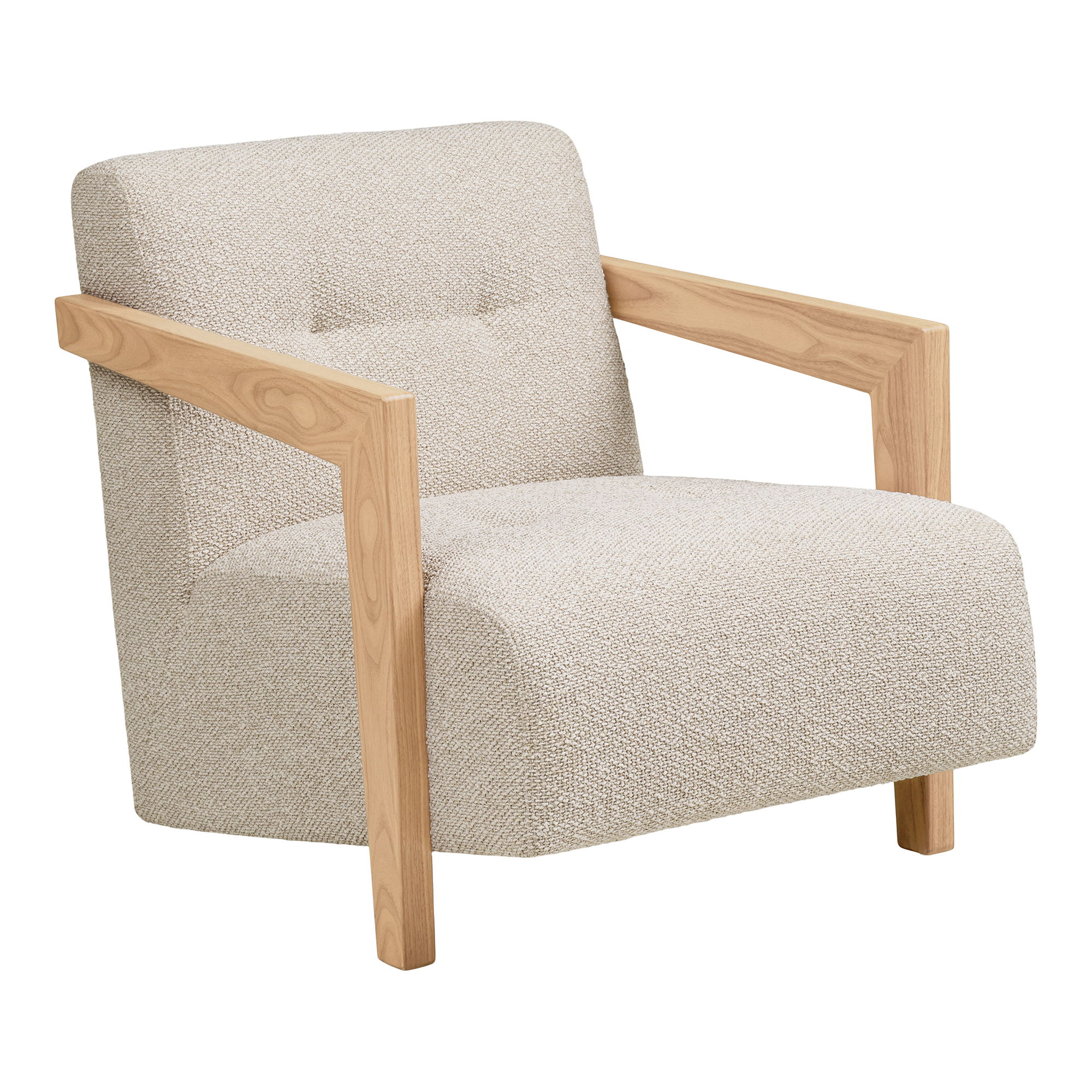 Sessel Marrakesch Stoff beige Eichengestell Relaxsessel Loungesessel