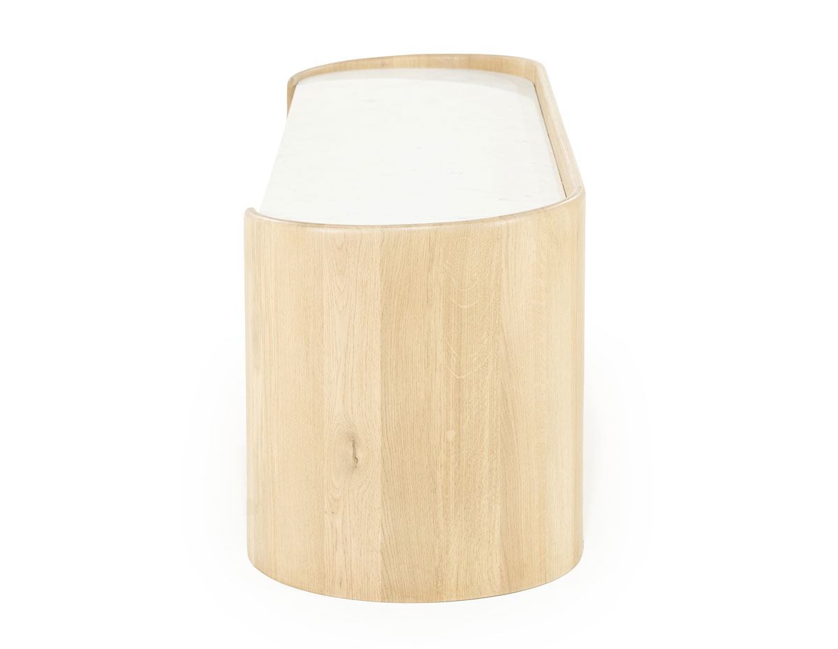 TV Möbel Lowboard Don 165 cm Eiche hell Marmor