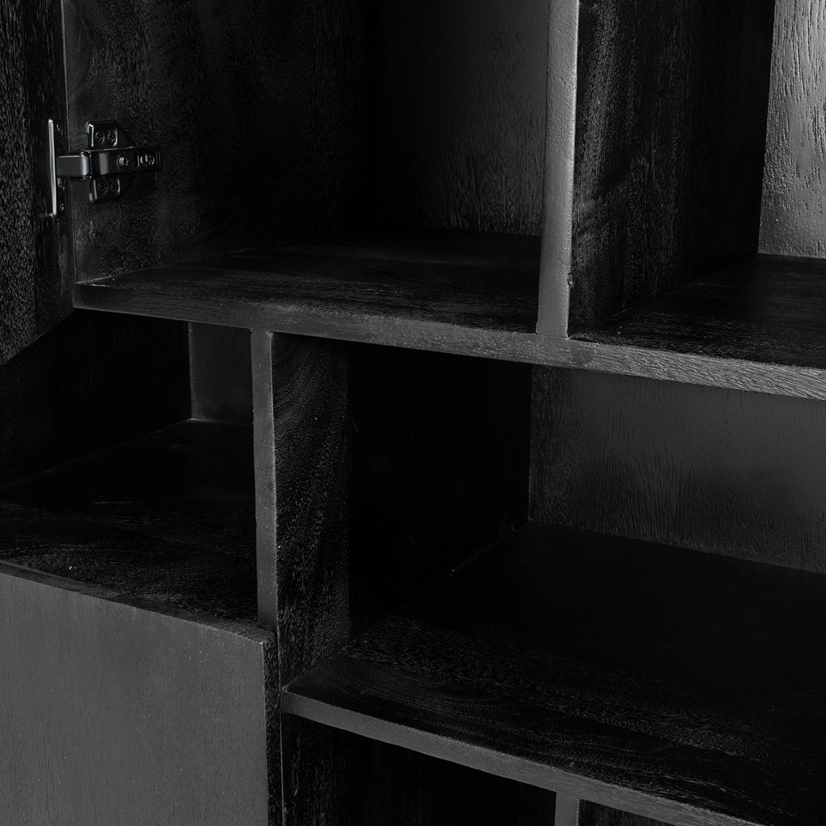 Wandschrank Mala H 200 cm Mangoholz schwarz Regal