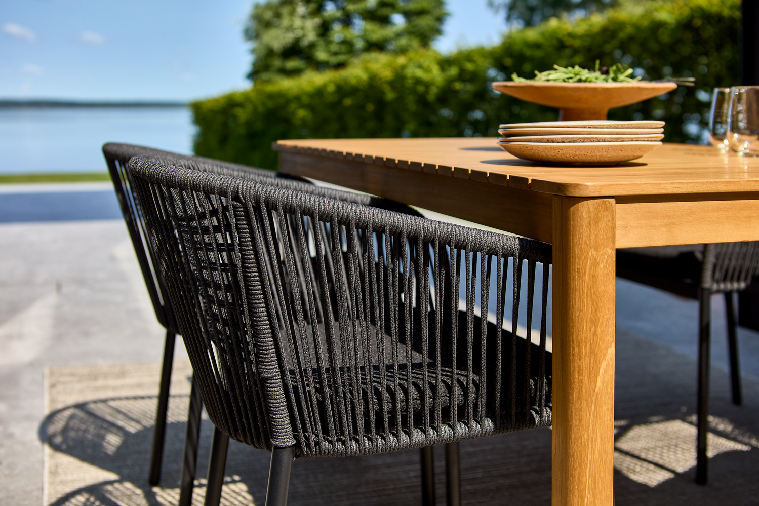 Gartensessel Gartenstuhl Delta Geflecht Aluminium schwarz